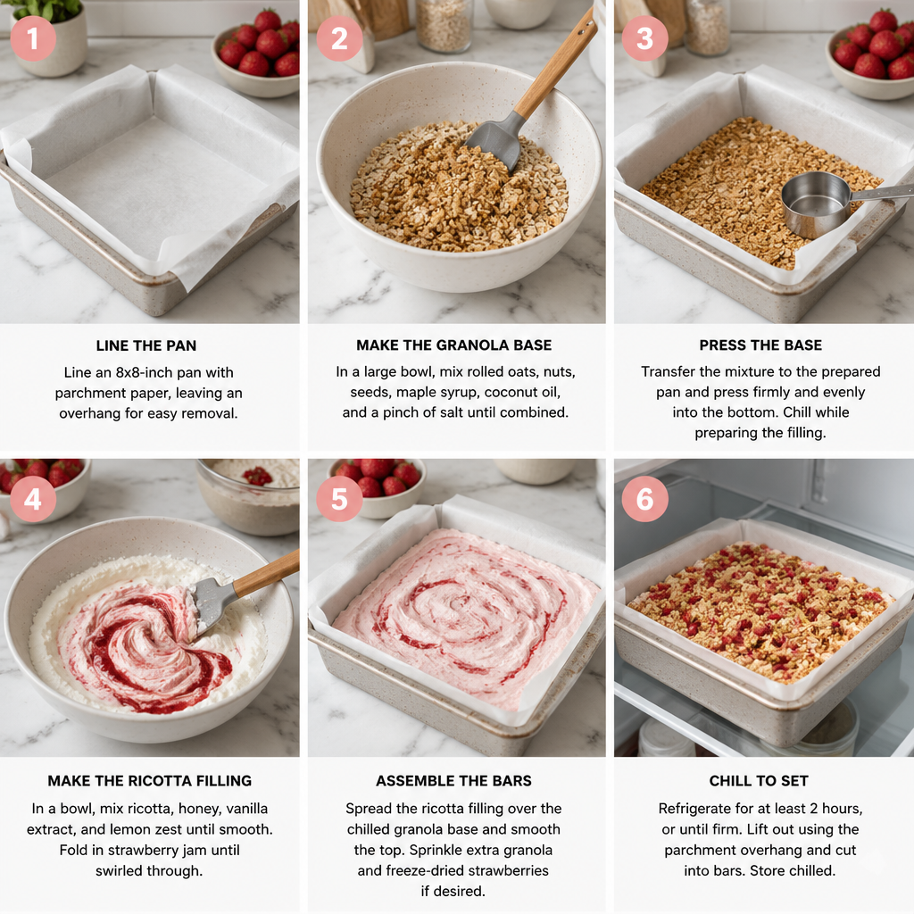 Strawberry Ricotta Granola Bars (Crunchy, Picnic-Ready)