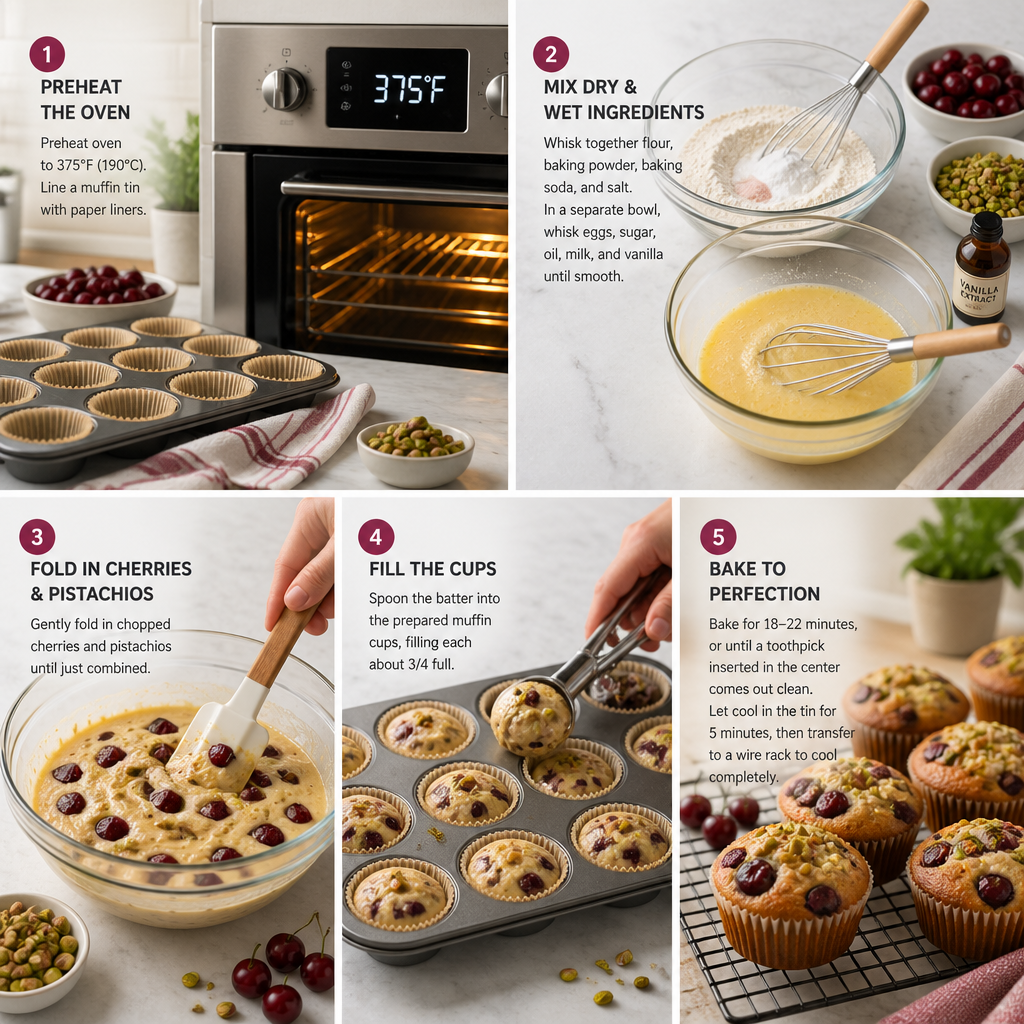 Cherry Pistachio Muffins (Bakery-Style, Tall Tops)