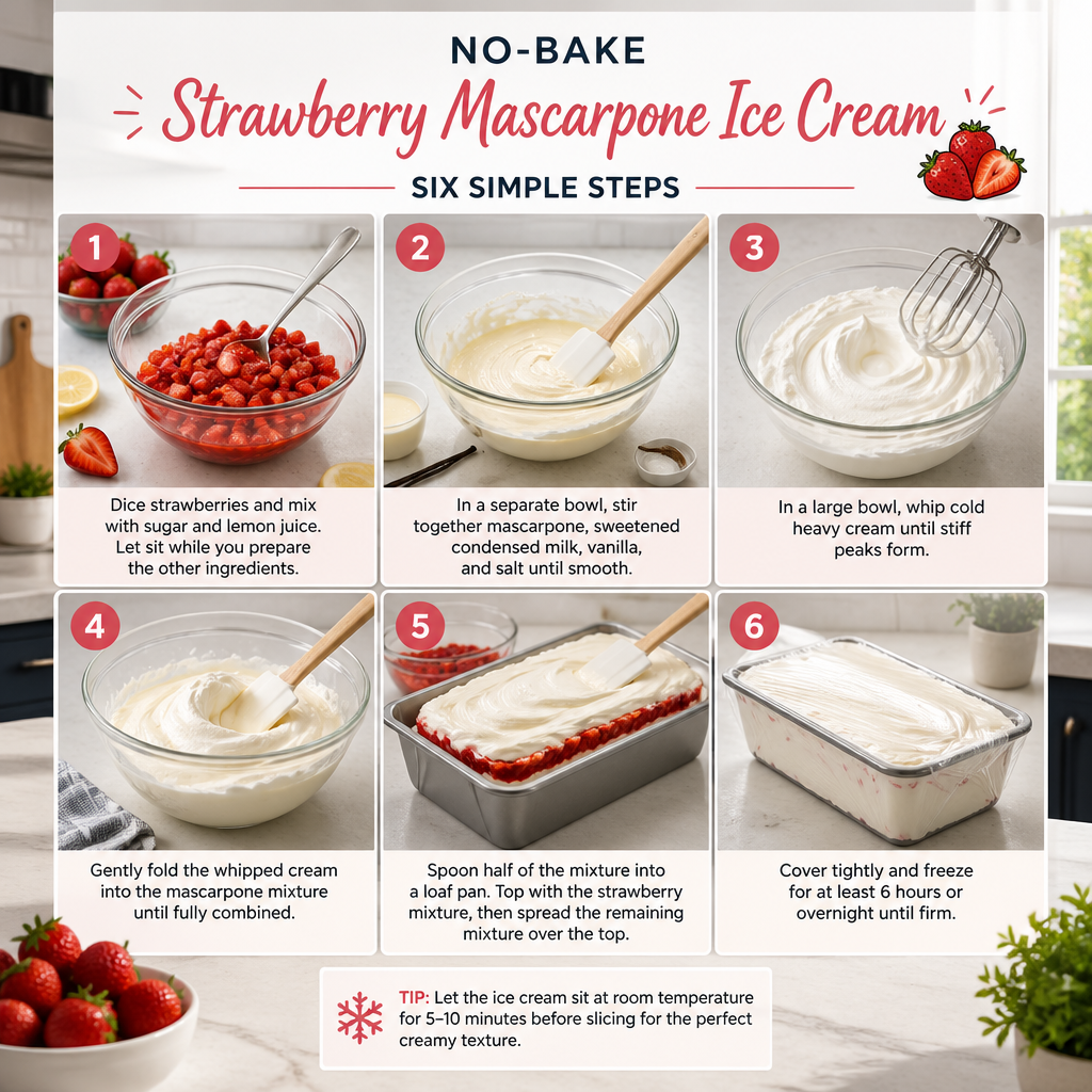 Deliciously Fresh No-Bake Strawberry Mascarpone Ice Cream Recipe