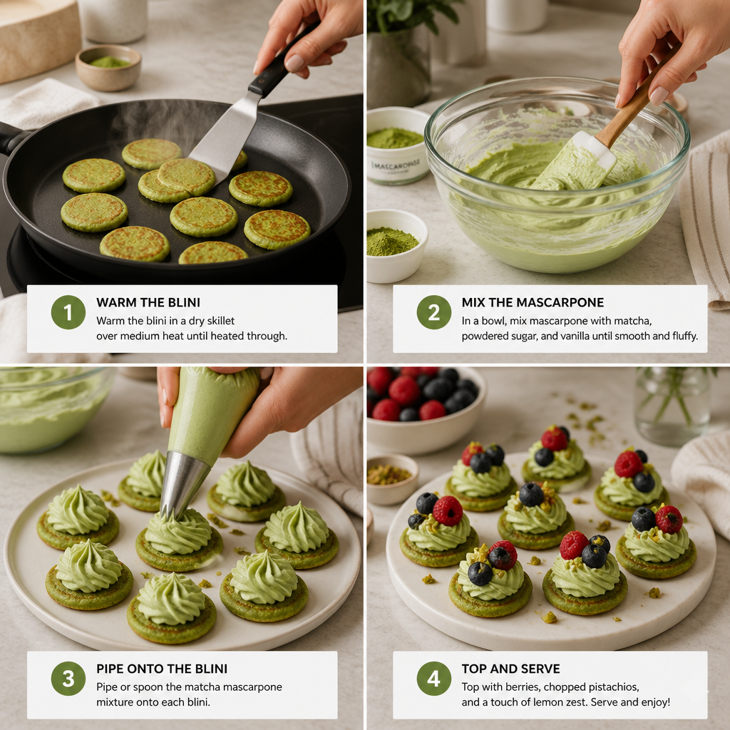 Matcha Mascarpone Blini Bites (Brunch-Pretty)