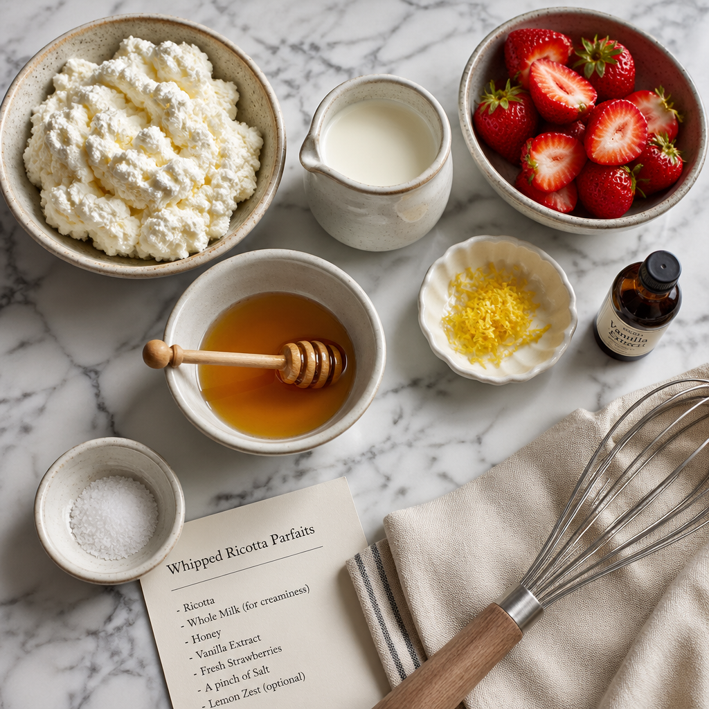 Whipped Ricotta Honey Parfaits – Creamy & Light – Roasted Strawberry Topping