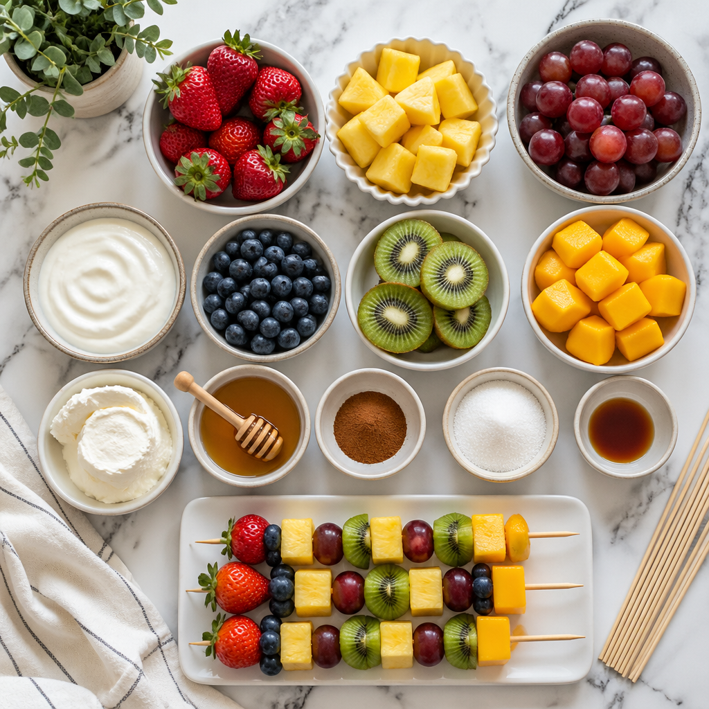 Fresh Fruit Skewers with Cinnamon Sugar Dip (Picnic-Ready)