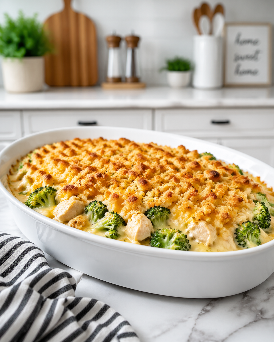Easy Chicken Broccoli Casserole with Cream of Mushroom Soup