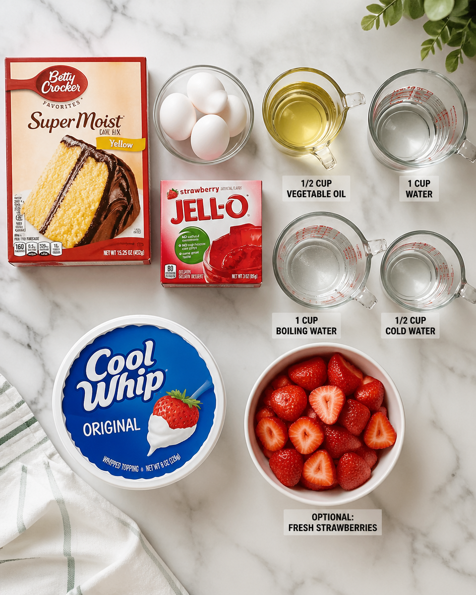 Easy Strawberry Poke Cake with Jello and Cool Whip