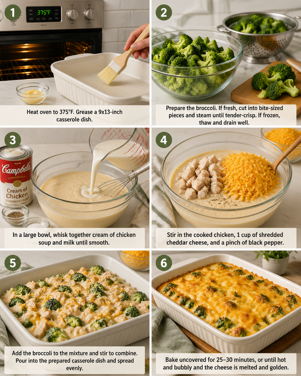 Easy Chicken Broccoli Casserole with Cream of Mushroom Soup