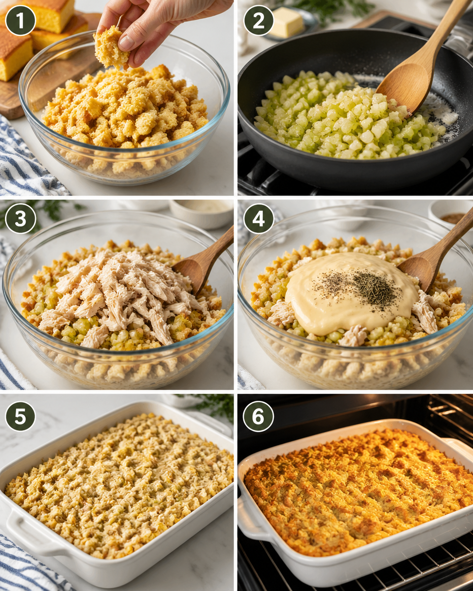 Southern Chicken and Dressing Casserole — Easy Comfort Dinner