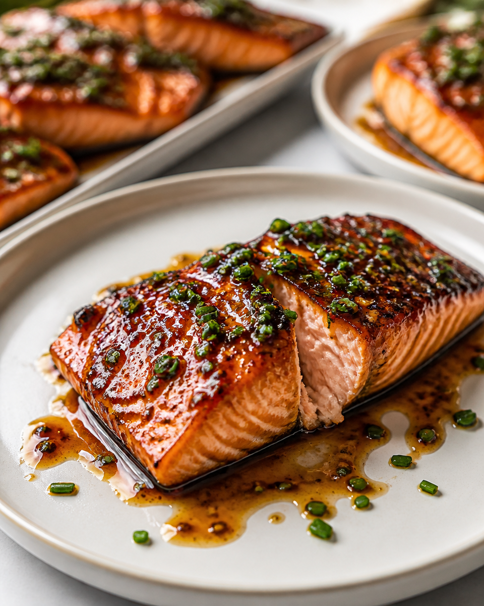 Easy Pan Seared Salmon — Honey Soy Glaze
