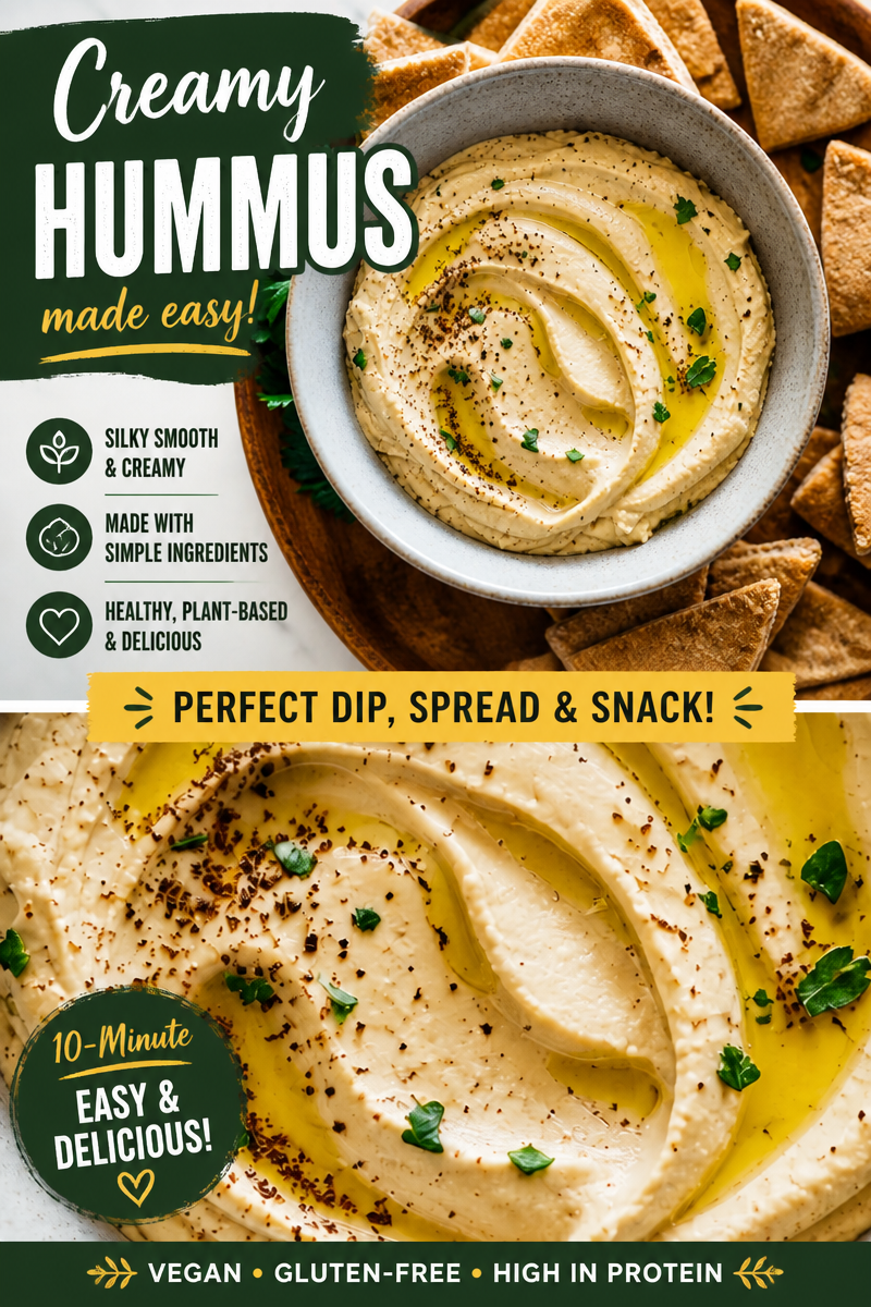 Easy Homemade Hummus — Creamy Garlic Tahini